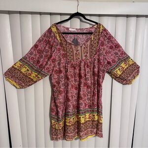 Floral Pink and Yellow Women's Top